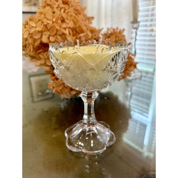 Candle in a Vintage crystal dish,  Vintage Decor - Picture 1 of 6